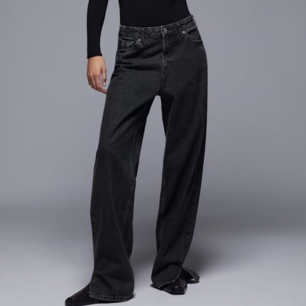 Zara Z1975 wide leg jeans with vented cuffs